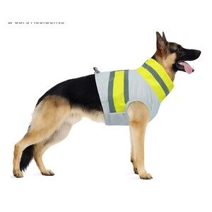 Reflective Dog Vest Yellow XL High Visibility Safety Jacket Zip Closure New
